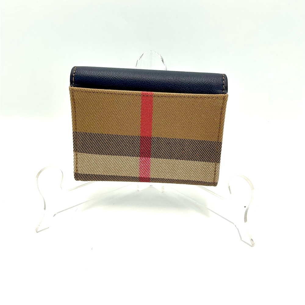 Burberry Navy Lancaster Canvas Trifold Wallet #1115 - Picture 2 of 6